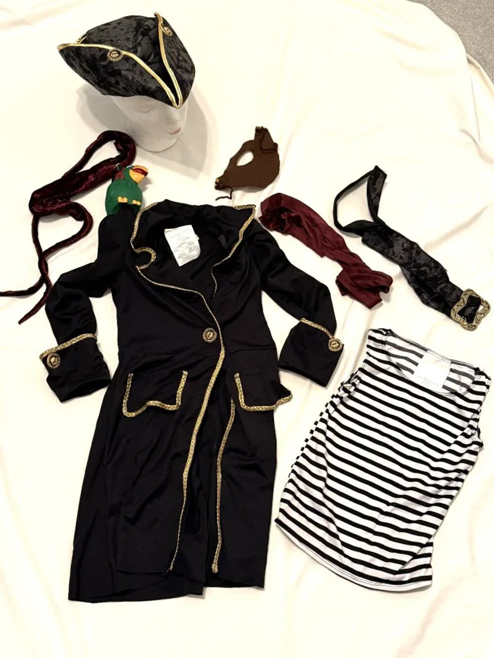 Pirate High Seas Captain Girls Costume Small (6-8) Halloween Swashbuckler Parrot